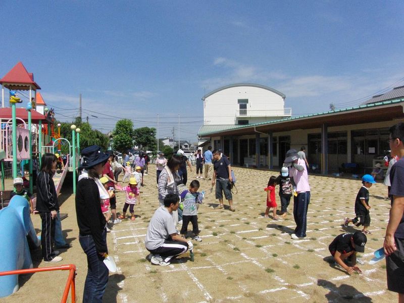 川内保育園　園庭芝生化 040